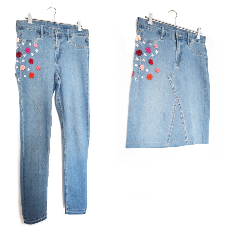 Upcycling Rock aus Jeans nähen Jeanshose zu Jeansrock ändern umändern DIY MODE