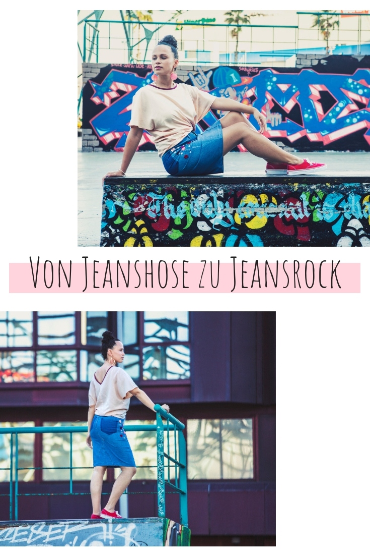 Jeans zu Rock Jeasrock aus Hose upcycling idee ideen nähen nähideen nachhaltig diy jeanshose alt mach neu pimpen refashion was kann man aus alten jeans machen