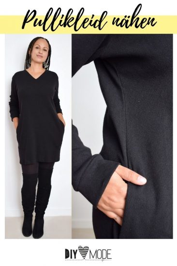 Pullikleid naehen Schnittmuster Gelila DIY MODE Long Pullover Kleid
