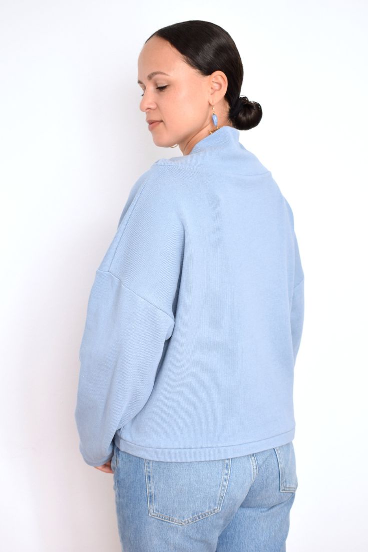 Einfachen Pulli Pullover naehen easy peasy sweater zola diy mode schnittmuster anleitung Damen Frauen mit Kragen faule Buendchen